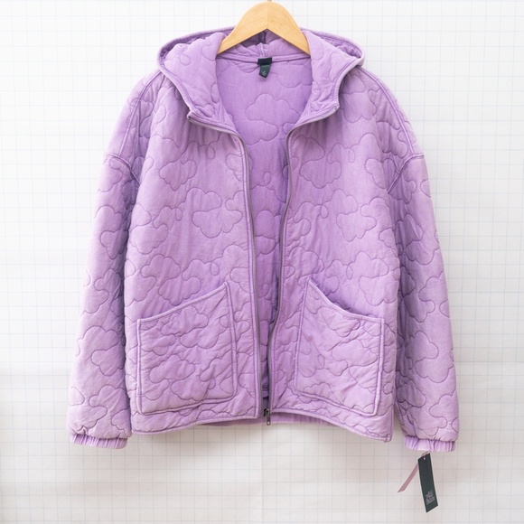 NWT Wild Fable Hooded Quilted Jacket - Light Purple - Size M - Picture 4 of 9